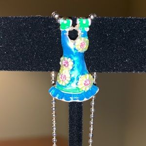 Vintage AJMC  Sundress enamel on metal necklace